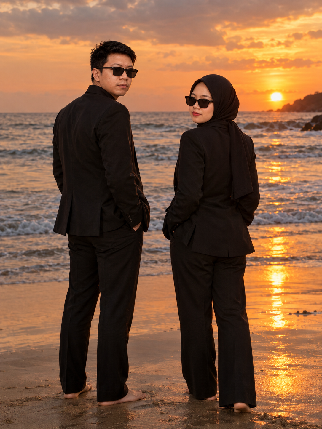 Rizkima & Wisnu — senja di pantai