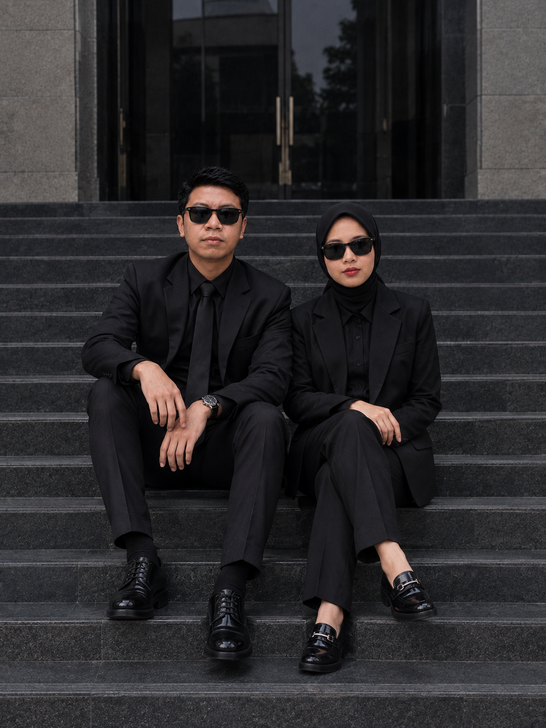 Rizkima & Wisnu — tangga gedung